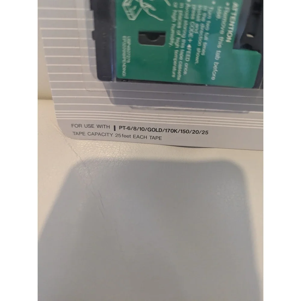NOS Brother P-Touch TC 10 Black On Clear‎ Tape Cassette 2 Pack 12mm 1/2